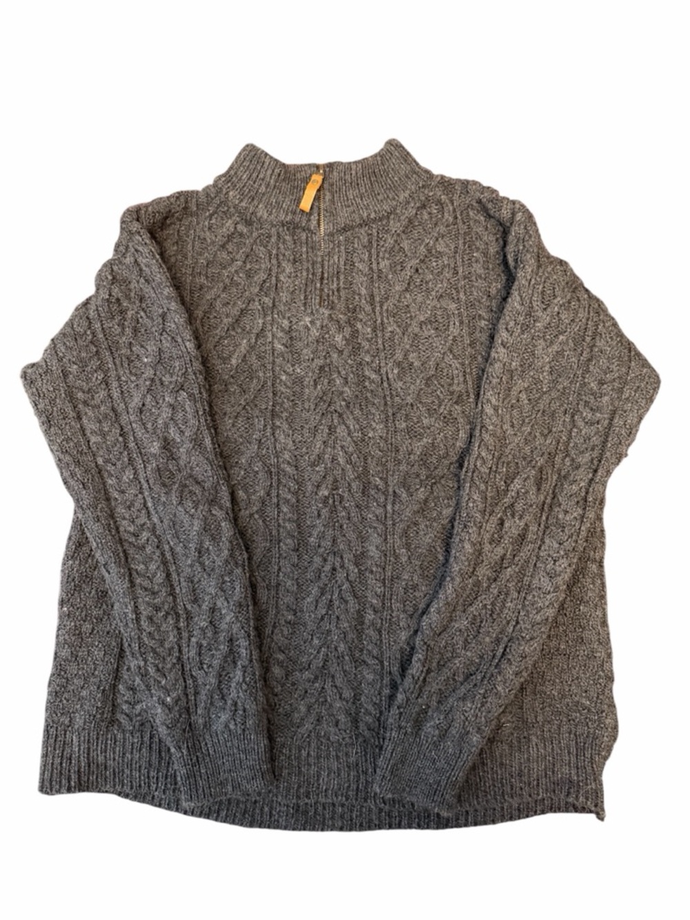 Aran Crafts Gray Cable-Knit Half-Zip Sweater - size XXL